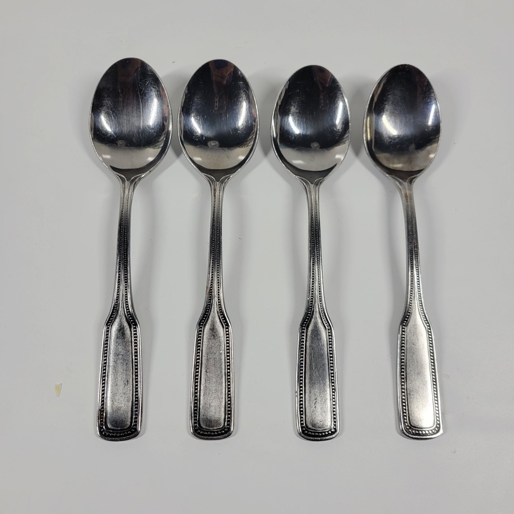 Stainless By Salem 1776‎ Beaded Tablespoons Lot Of 4